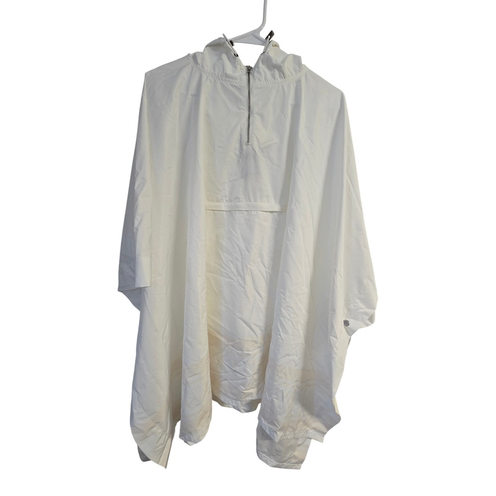Lauren Ralph Lauren White Packable Rain Poncho Hooded Quarter Zip Cape OS NWT
